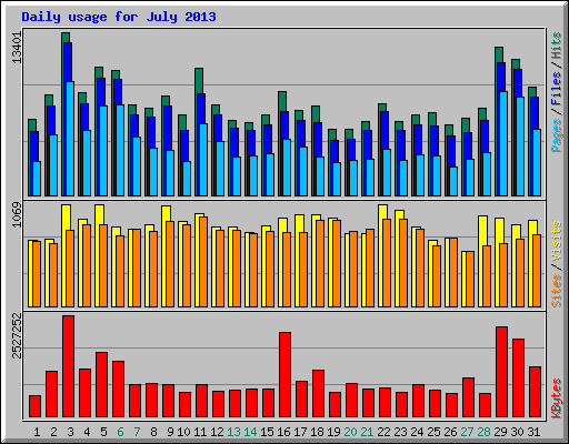 Daily usage for July 2013