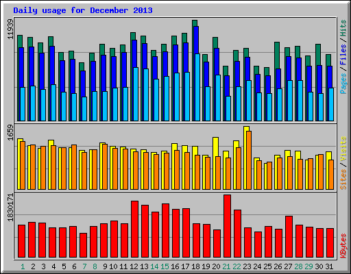 Daily usage for December 2013
