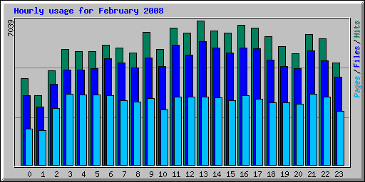 Hourly usage for February 2008